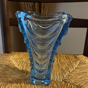 Vintage Czech Vaclav Hanus “Drapery” Blue Glass Vase